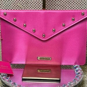 Juicy Couture Hot Pink Studded Envelope Wristlet Clutch Approx. 11 x 7